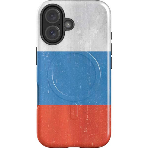 Russian Flag Distressed iPhone 16 Plus Magsafe Impact Case